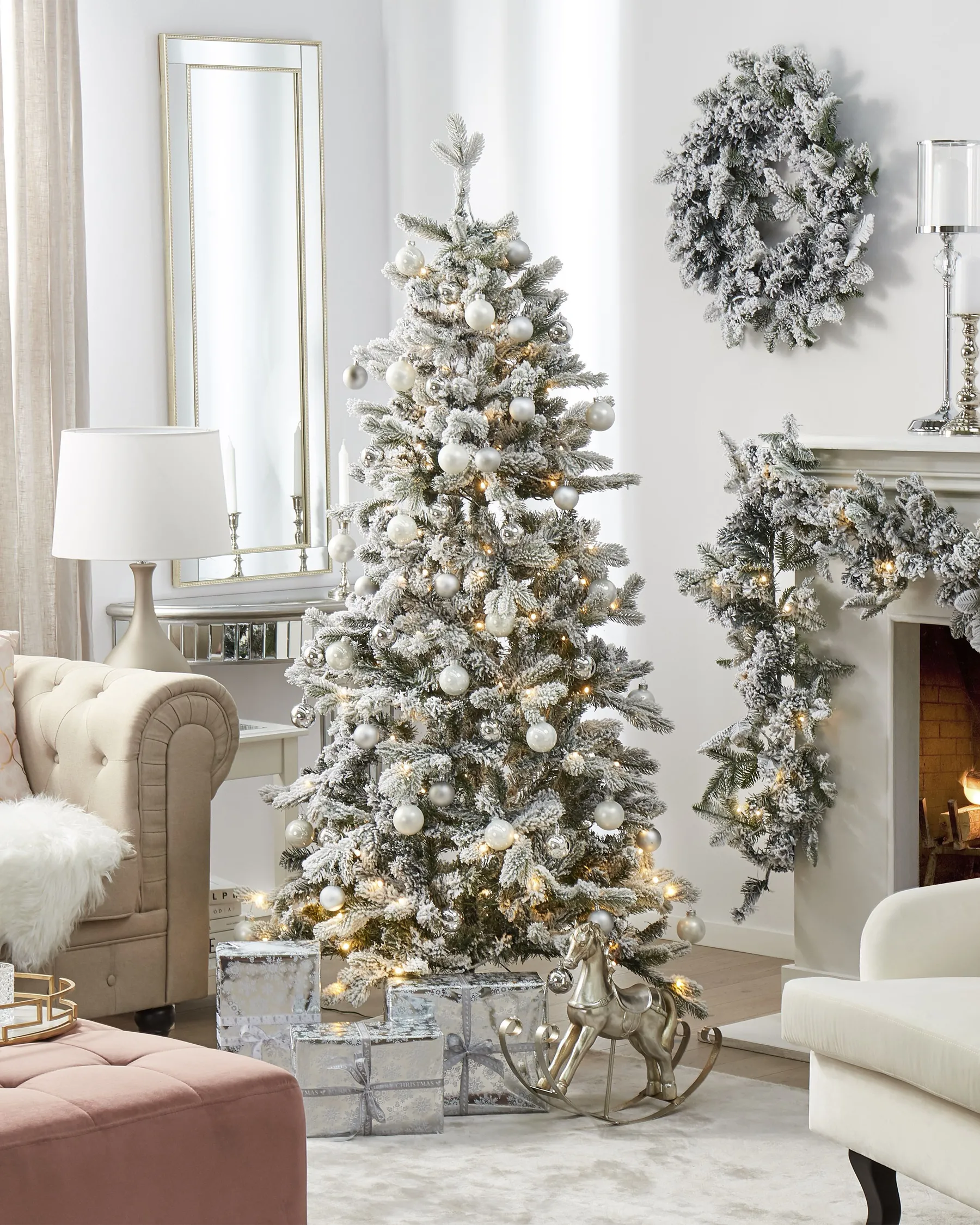 Artificial Snowy Christmas Tree LED TATLOW 180 cm Green_813199
