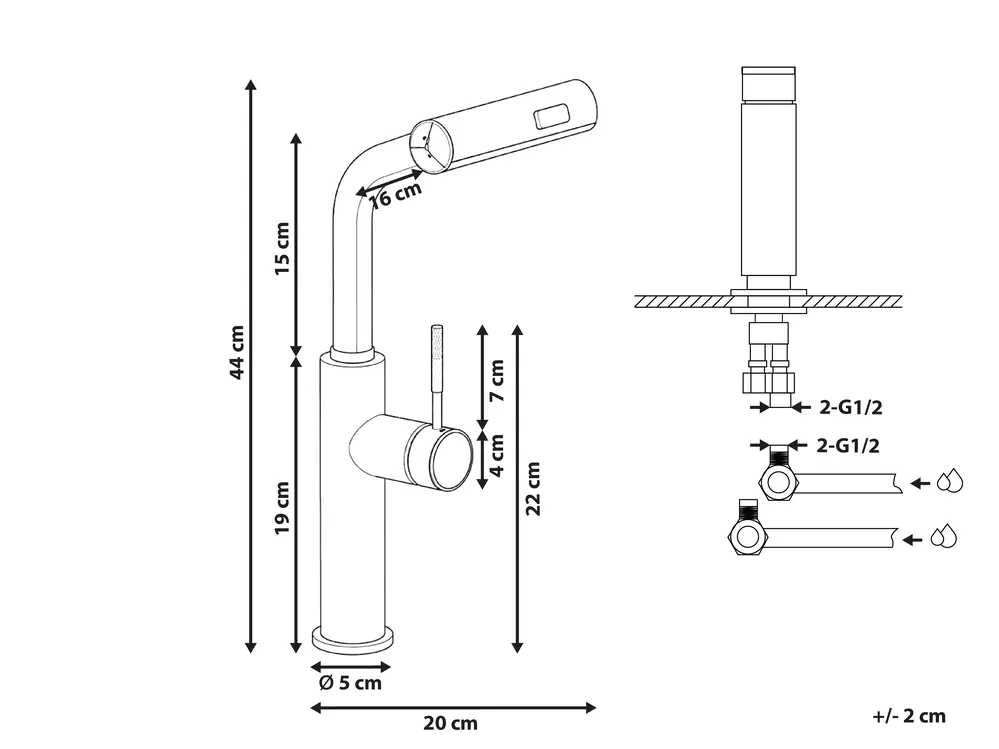 Kitchen Pull Out Tap PEGUCHE Grey_1096193