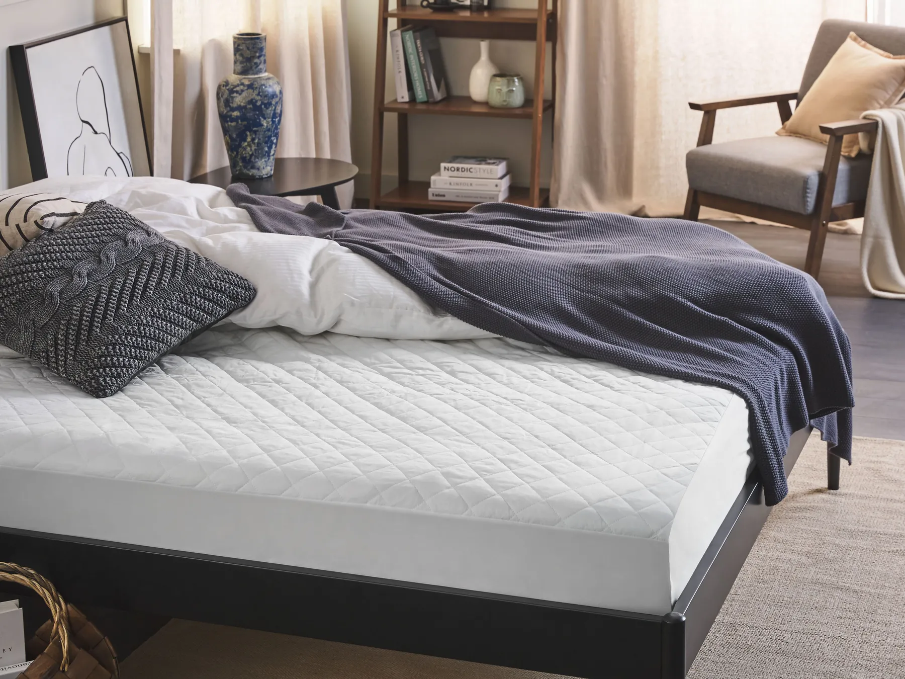 Polyester Mattress Protector VILLUERCA 140 x 200 cm (EU Double)_823257