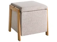 Pouf mit Stauraum EDLAND Stoff 45 cm Beige_1038227