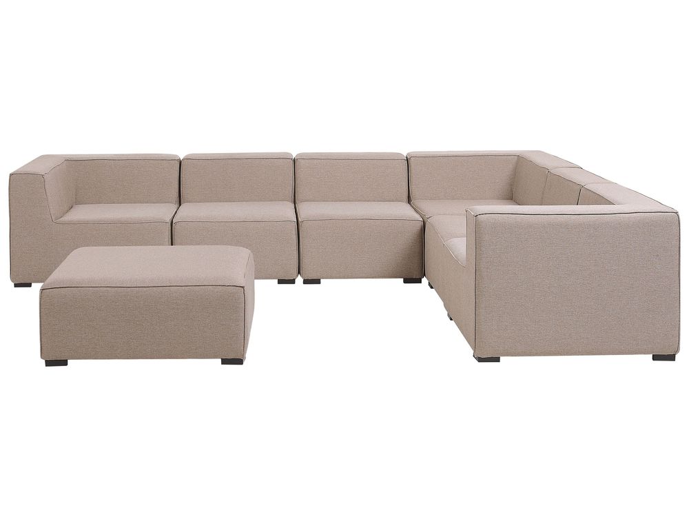 Garden Corner Sofa with Ottoman 7 Seater AREZZO Modular Beige Left Hand