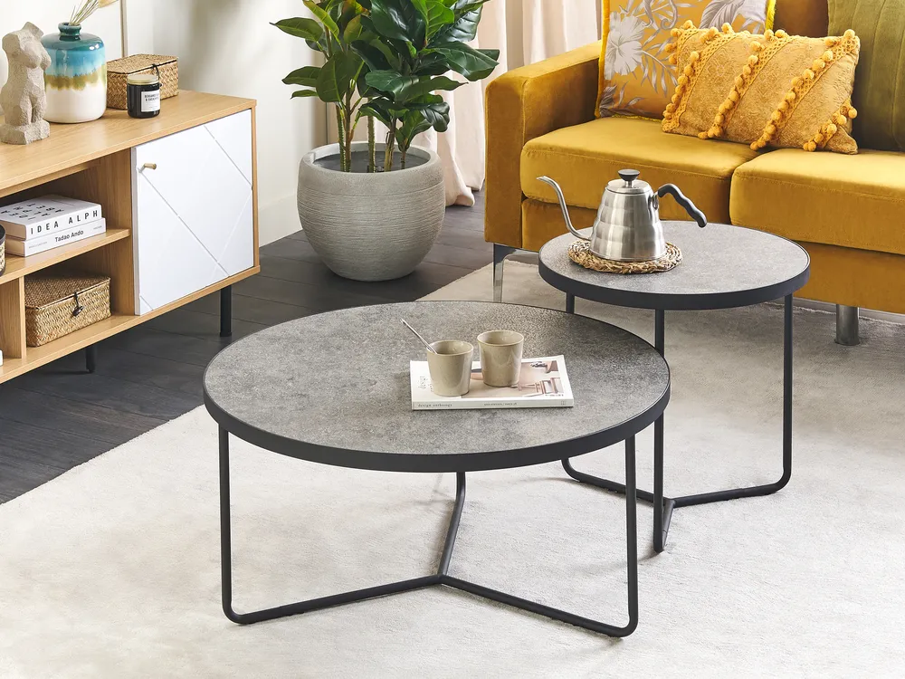 Couchtisch 2er Set MELODY Grauer Betoneffekt
