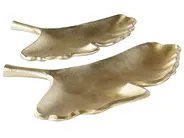 Dekotablett 2er Set Blatt PALENQUE Metall Gold_822972