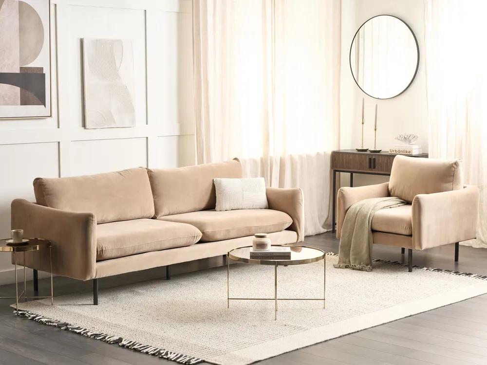 Sofa Set 4-Sitzer VINTERBRO Samtstoff Beige