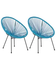Gartenstuhl 2er Set ACAPULCO II Polyrattan Blau_813806