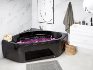 Corner Hot Tub with LED MEVES 1400 x 1400 mm Black_796417