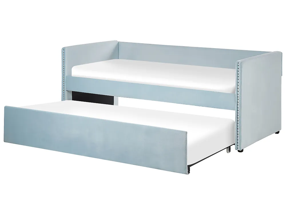 Trundle Bed Velvet TROYES 90 x 200 cm (EU Single) Light Blue_837053