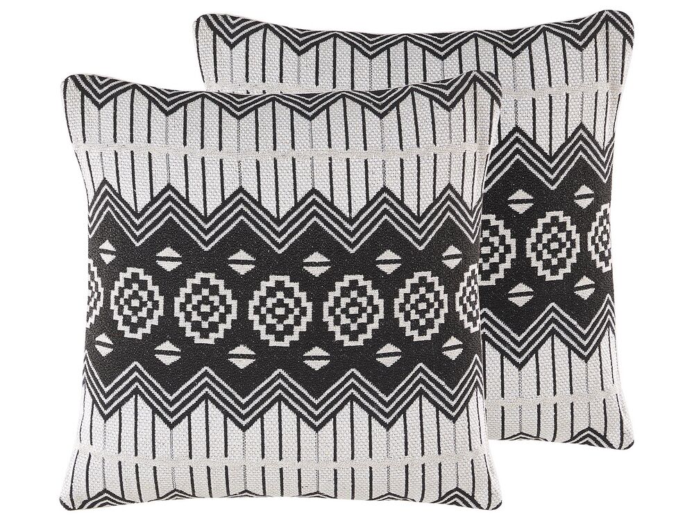 Set od 2 ukrasna jastuka CARDAK 45 x 45 cm Pamuk crno/bijelo geometrijski uzorak