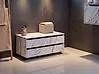 Badezimmerschrank TERESINA 80 cm mit Rädern Weißer Marmor