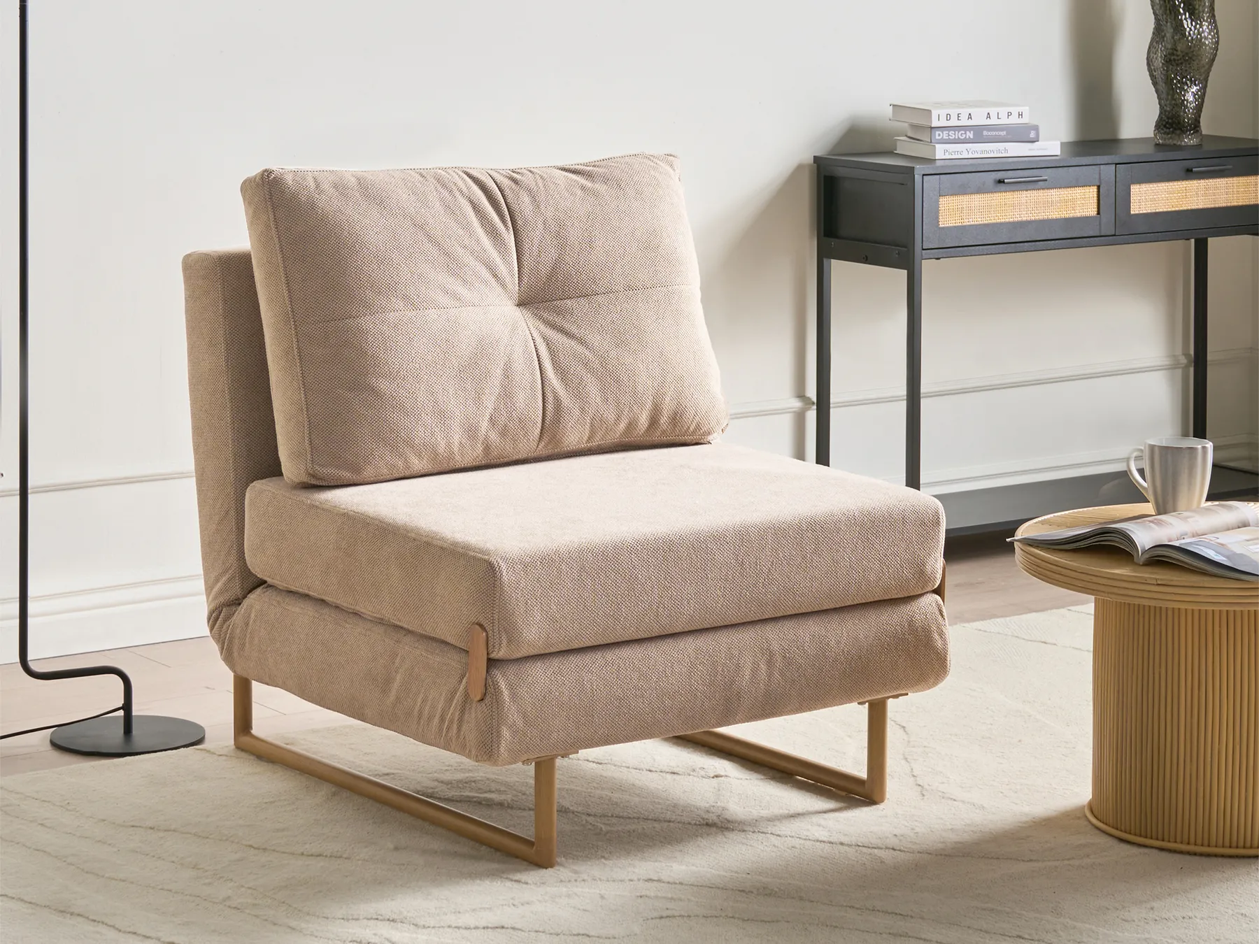 1-Sitzer Schlafsofa JERSLEV Stoff Hellbraun_1009903