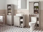 Badezimmerschrank PENON 38 cm mit Wäschekorb Hellbeige_1110096