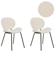 Esszimmerstuhl 2er Set LUANA Bouclé Weiß_873681