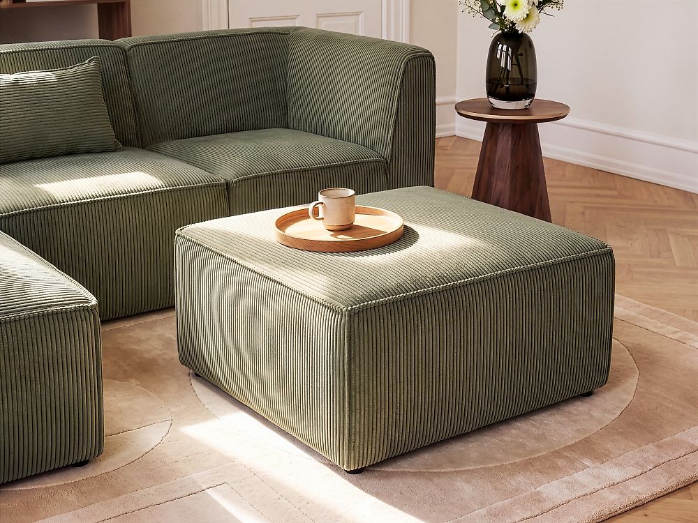 Ottoman LEMVIG Velours côtelé Vert