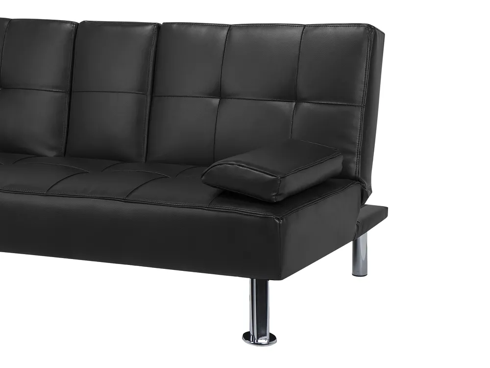 Schlafsofa 3-Sitzer ROXEN Kunstleder Schwarz_701819
