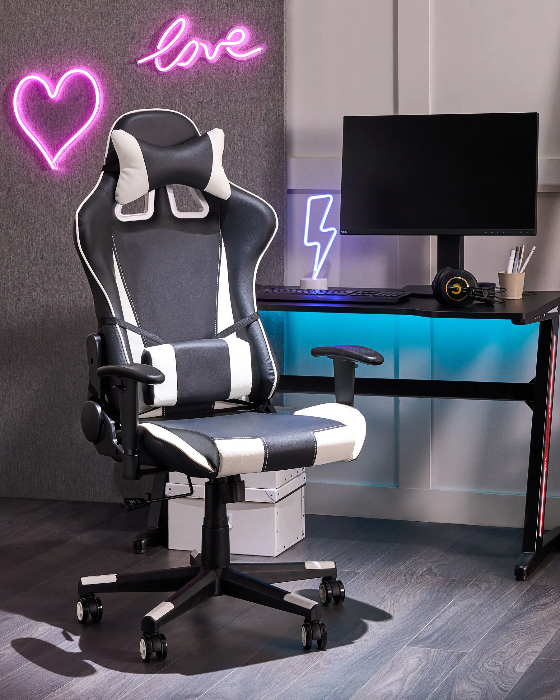 Bürostuhl GAMER Kunstleder Weiß_738321