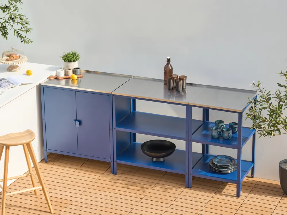 Outdoor-Küche 3er Set VILAMA Blau Metall