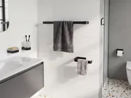 6-Piece Bathroom Hardware Set ZORRITOS with Towel Bars and Hooks Metal Black_989389