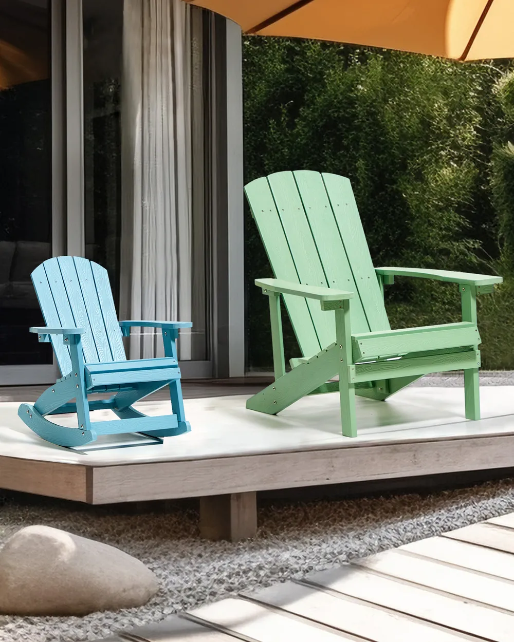 Garten Schaukelstuhl für Kinder ADIRONDACK Hellblau