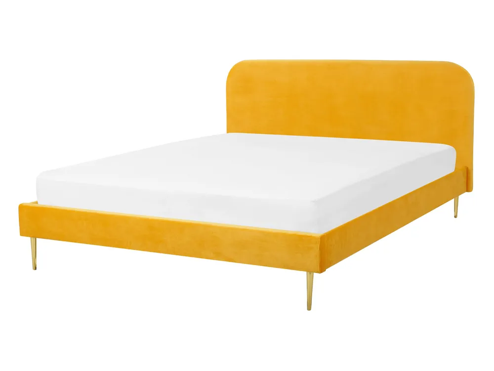 Bett mit Lattenrost Samtstoff FLAYAT 140 x 200 cm Gelb