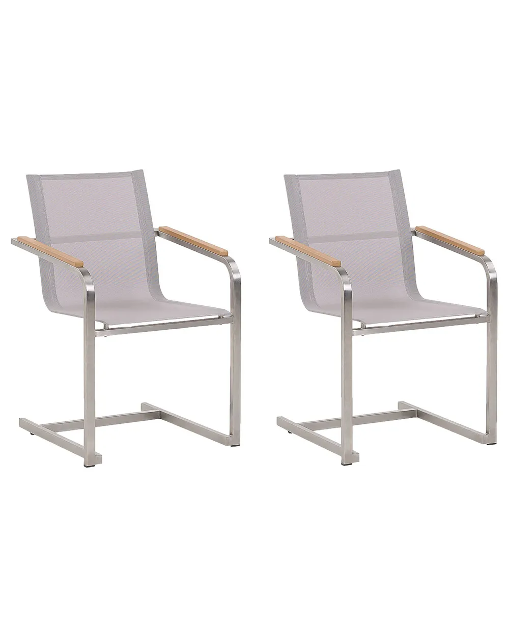 Gartenstuhl 2er Set COSOLETO Edelstahl Beige