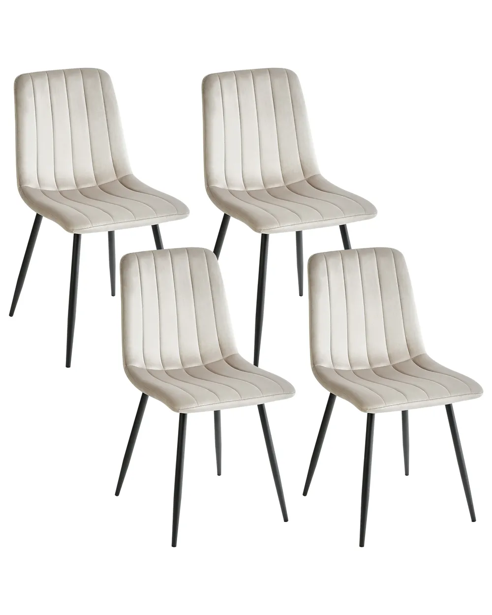 Esszimmerstuhl 4er Set KALISPELL Samtstoff Beige