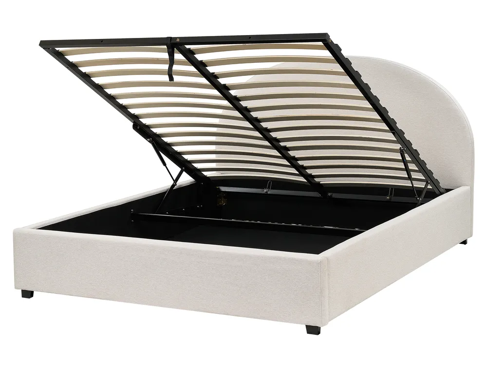 Bett mit Stauraum VAUCLUSE Stoff Hellbeige 160 x 200 cm