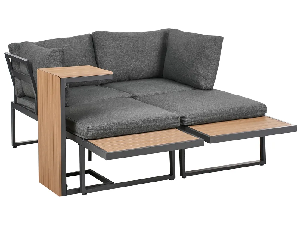 Hoekloungeset met tafel 4-zits PIENZA Lichtbruin/grijs linkszijdig_1003088