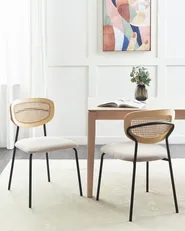 Set of 2 Dining Chairs MAYETTA Rattan Light Beige_931856