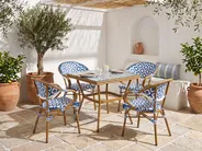 Gartenmöbel Set 4-Sitzer CASPRI Polyrattan Blau / Weiß_1090686