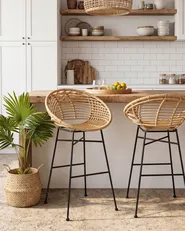 Set mit 2 Barstühlen WINDOM Rattan Naturfarben_1086621