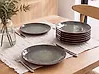 Set of 8 Dinner Plates THYME Stoneware Dark Green 28 cm