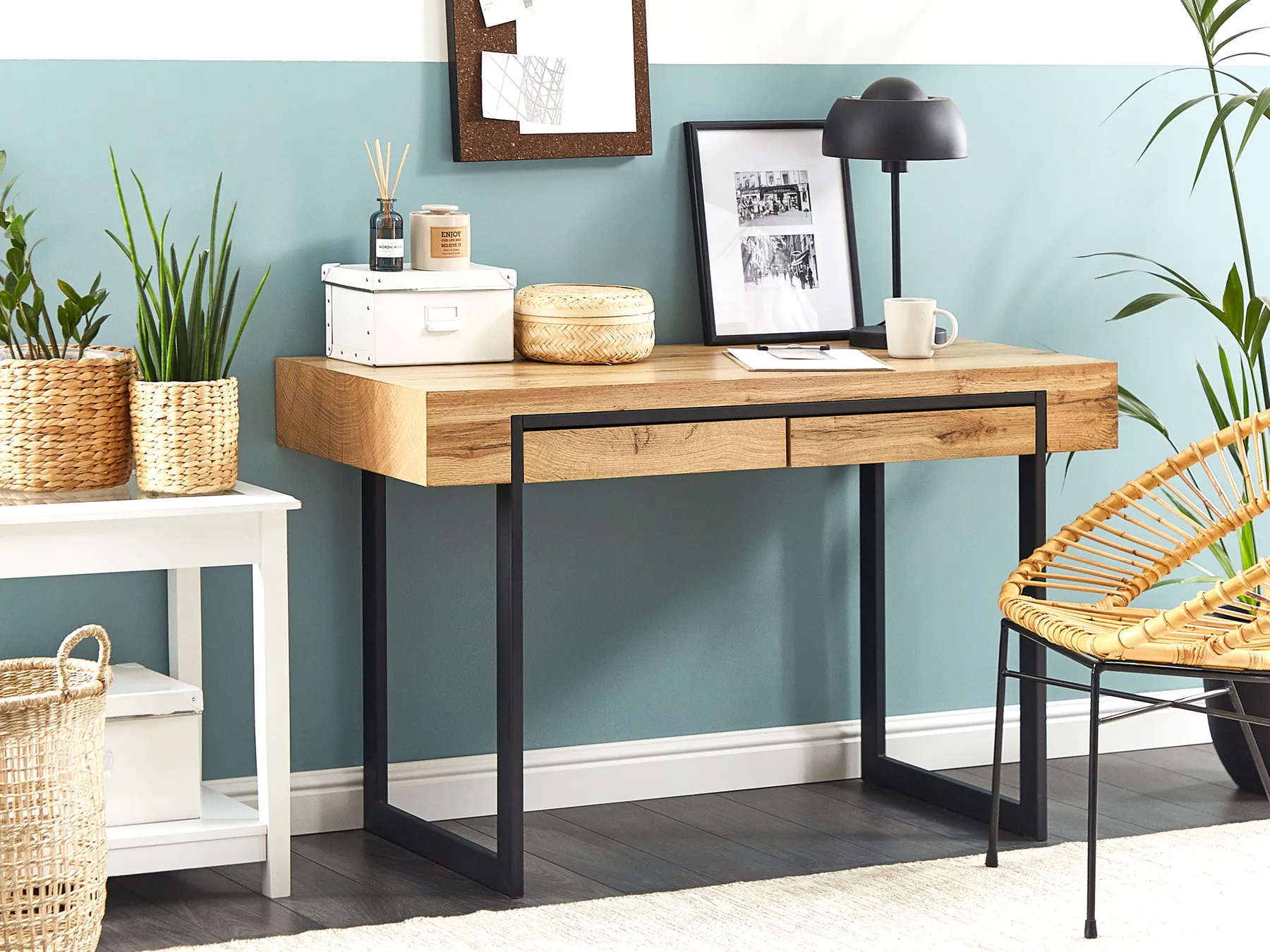 Schreibtisch VIDA 120 cm 55 cm mit Stauraum Hellbraun_824544