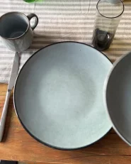 Tassen 4er Set mit Untertellern JUNIPER Steinzeug Hellblau_1173627