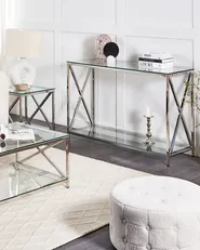 Console Table AUDET Tempered Glass Silver_857858