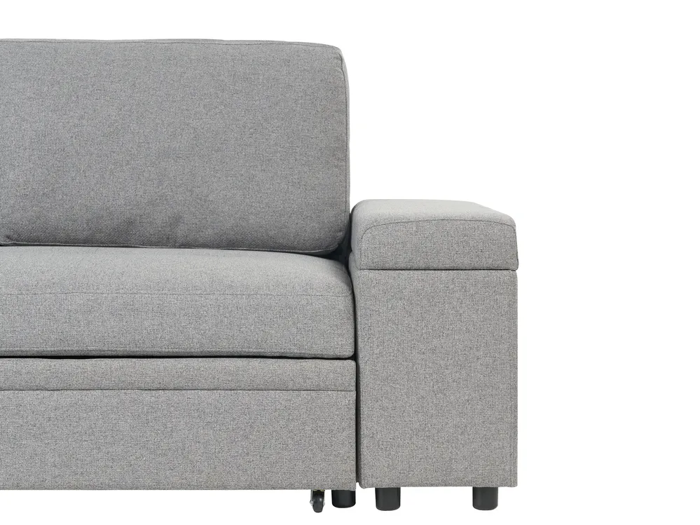 Eckschlafsofa 3-Sitzer HRISEY mit Stauraum Kunstleinen Grau rechtsseitig_955980