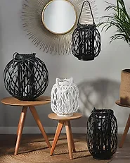 Lantern MAURITIUS 30 cm Willow Wood White_734178