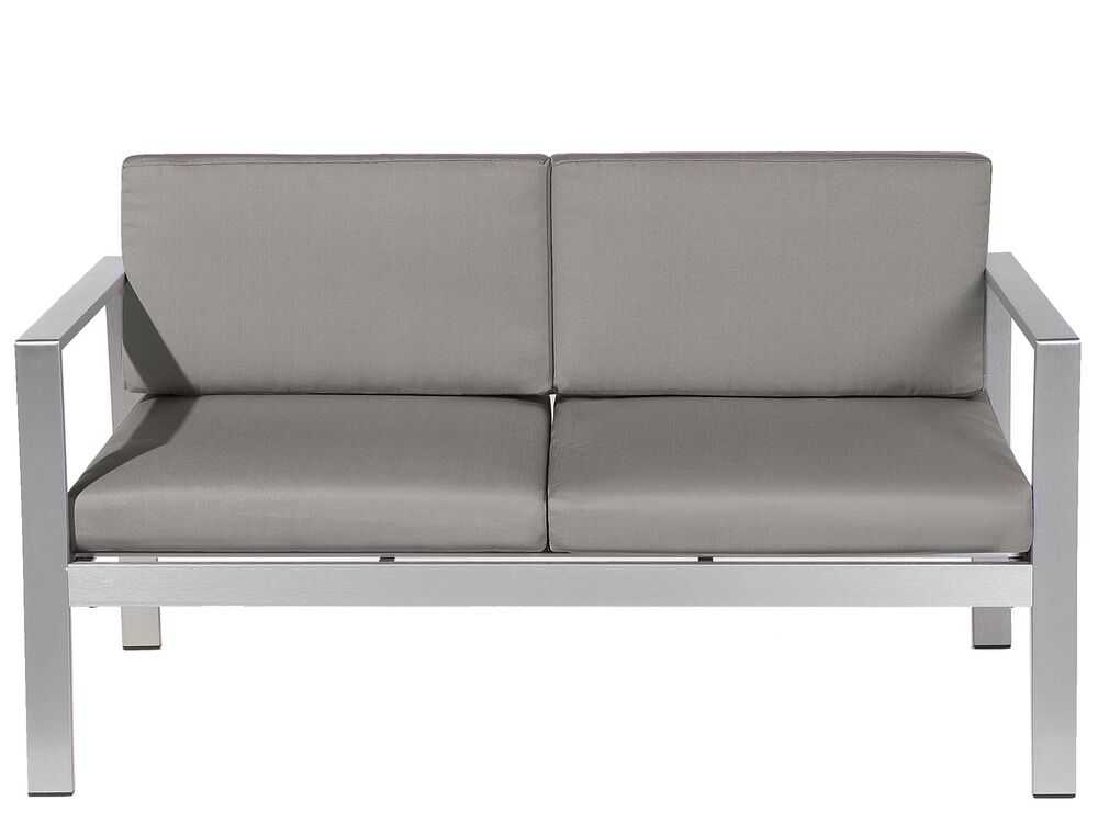 Garden Bench with Cushion SALERNO 142 cm Metal Dark Grey