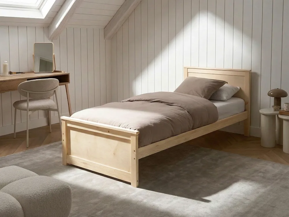 Bett mit Lattenrost Kiefernholz DAUPHIN 90 x 200 cm Hellbraun