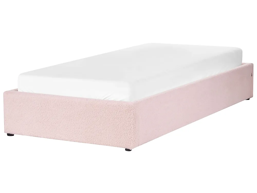 Ottoman Bed without Headboard DINAN Boucle Pastel Pink 90 x 200 cm (EU Single)_903662
