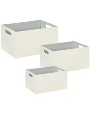 Aufbewahrungsbox 3er Set LARSA Kunstleder Beige_954311
