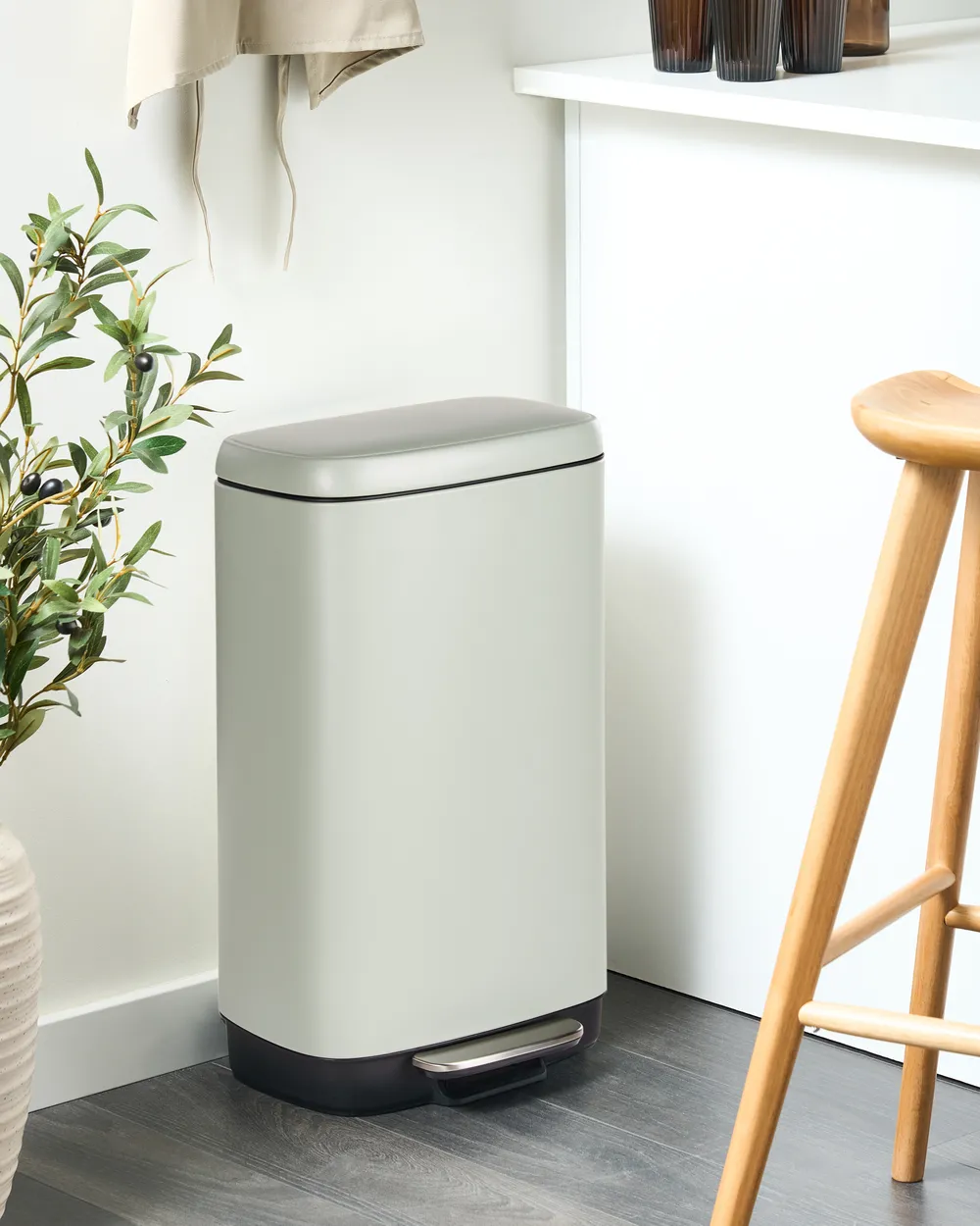 Tretmülleimer 30 L ECOCOLLECT Metall Hellgrün