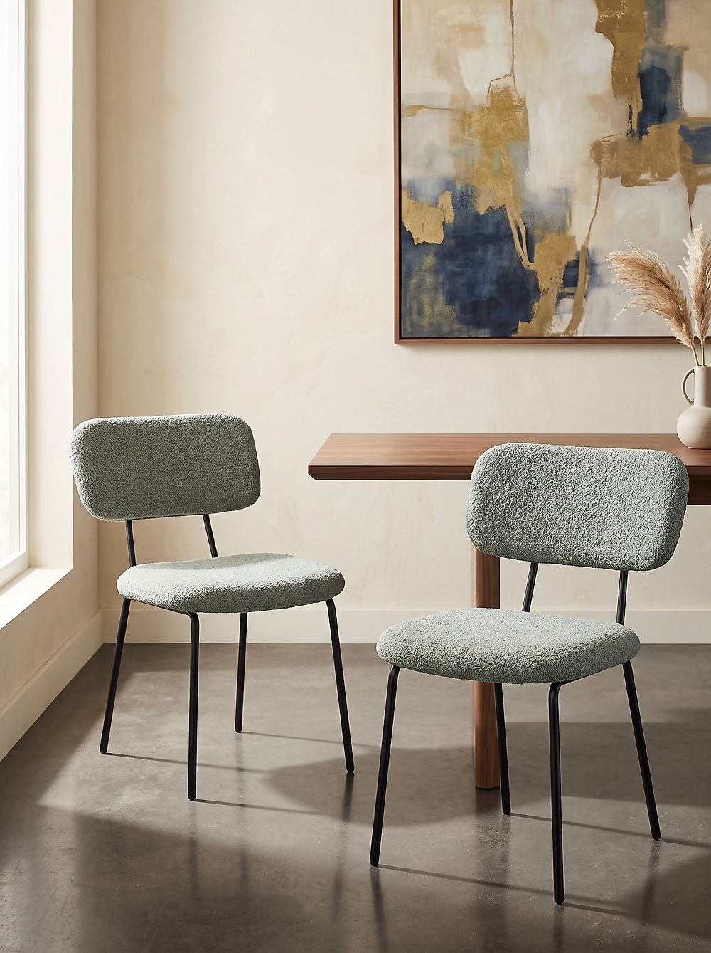 Set of 2 Chairs ADAIR Boucle Light Green