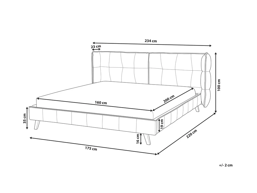 Krevet Samet SENLIS 160 x 200 cm Sivi_740849
