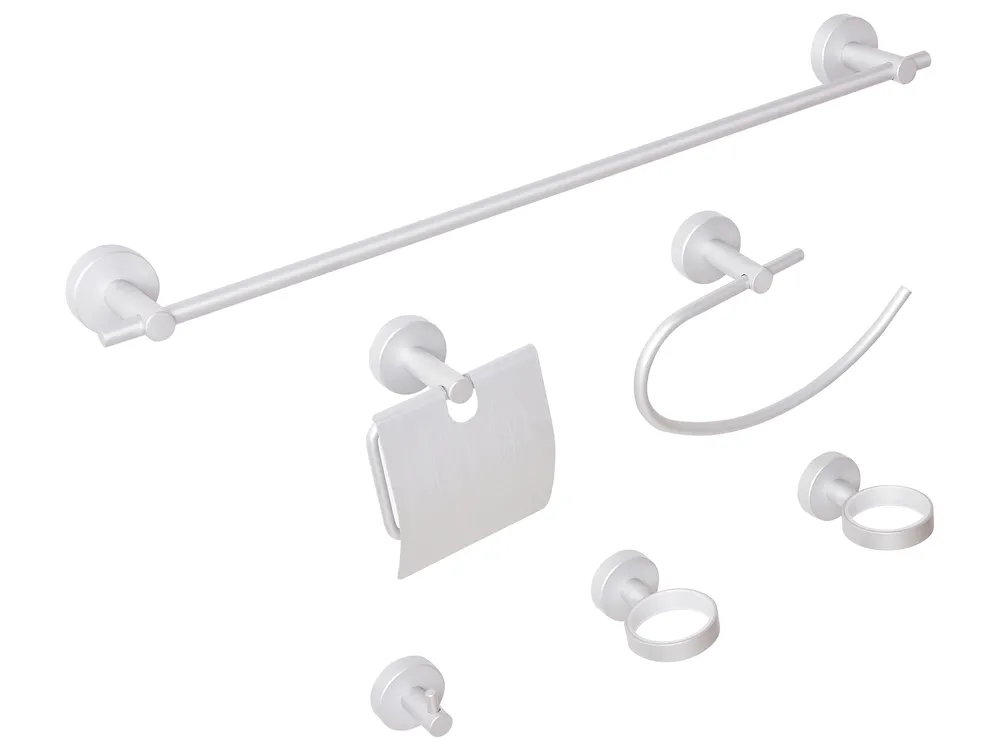 6-Piece Bathroom Hardware Set ZARUMA with Towel Bars and Hooks Silver_989511