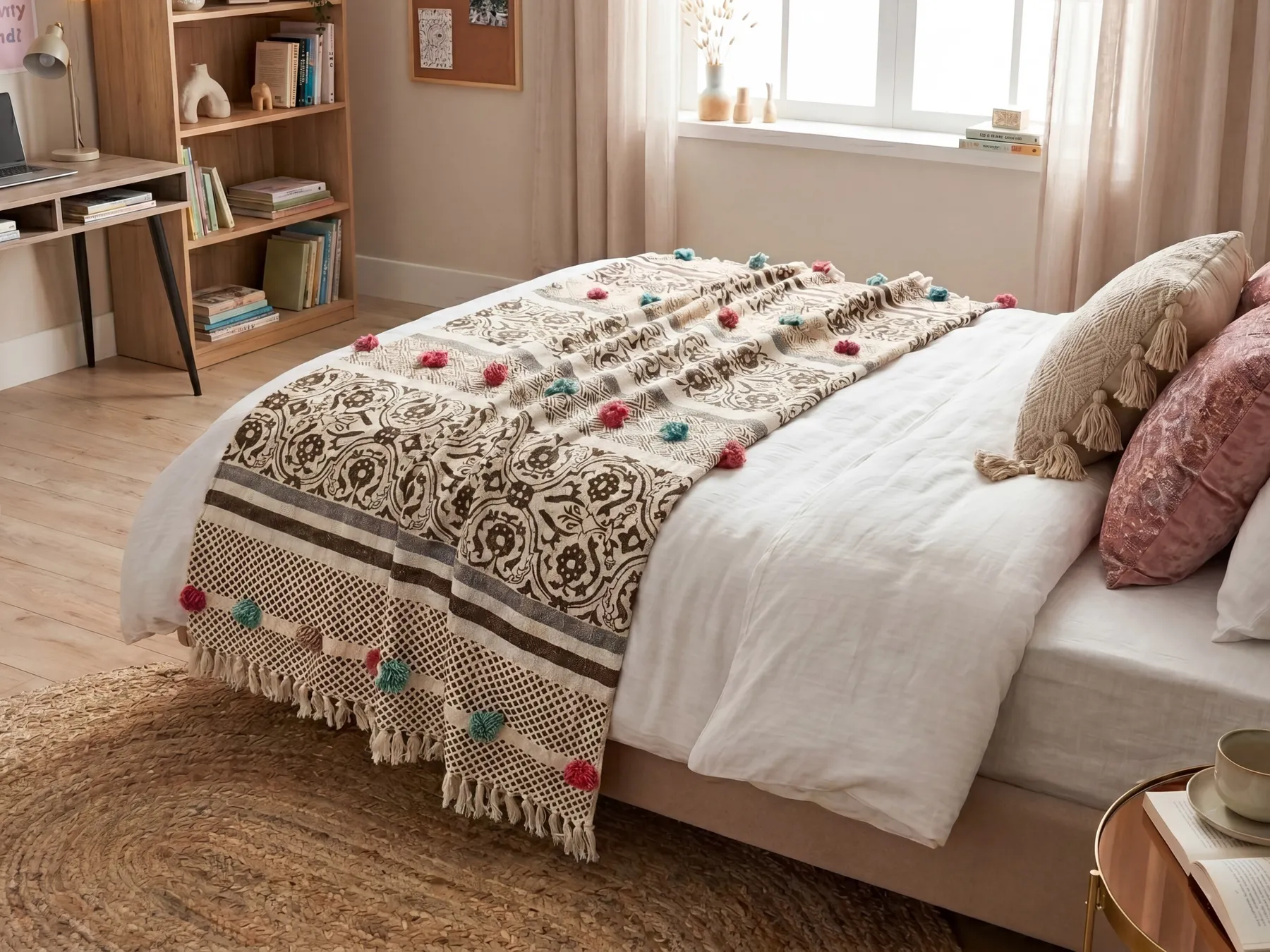 Blanket CHINSURAH Cotton 130 x 180 cm Brown_829413