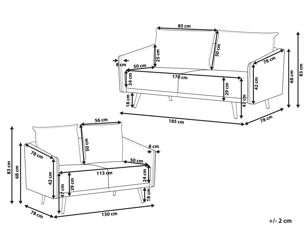 Sofa Set 5-Sitzer MAURA Samtstoff Grau_789489