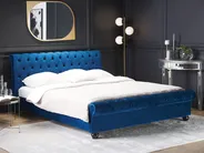 Bett mit Lattenrost Samtstoff AVALLON 160 x 200 cm Marineblau_729052