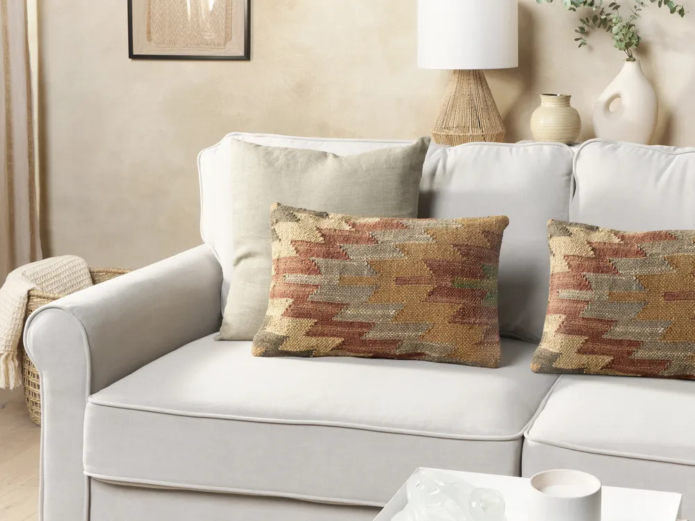 Dekokissen 2er Set DEEPOR 30 x 50 cm Jute Bunt Orientalisches Muster