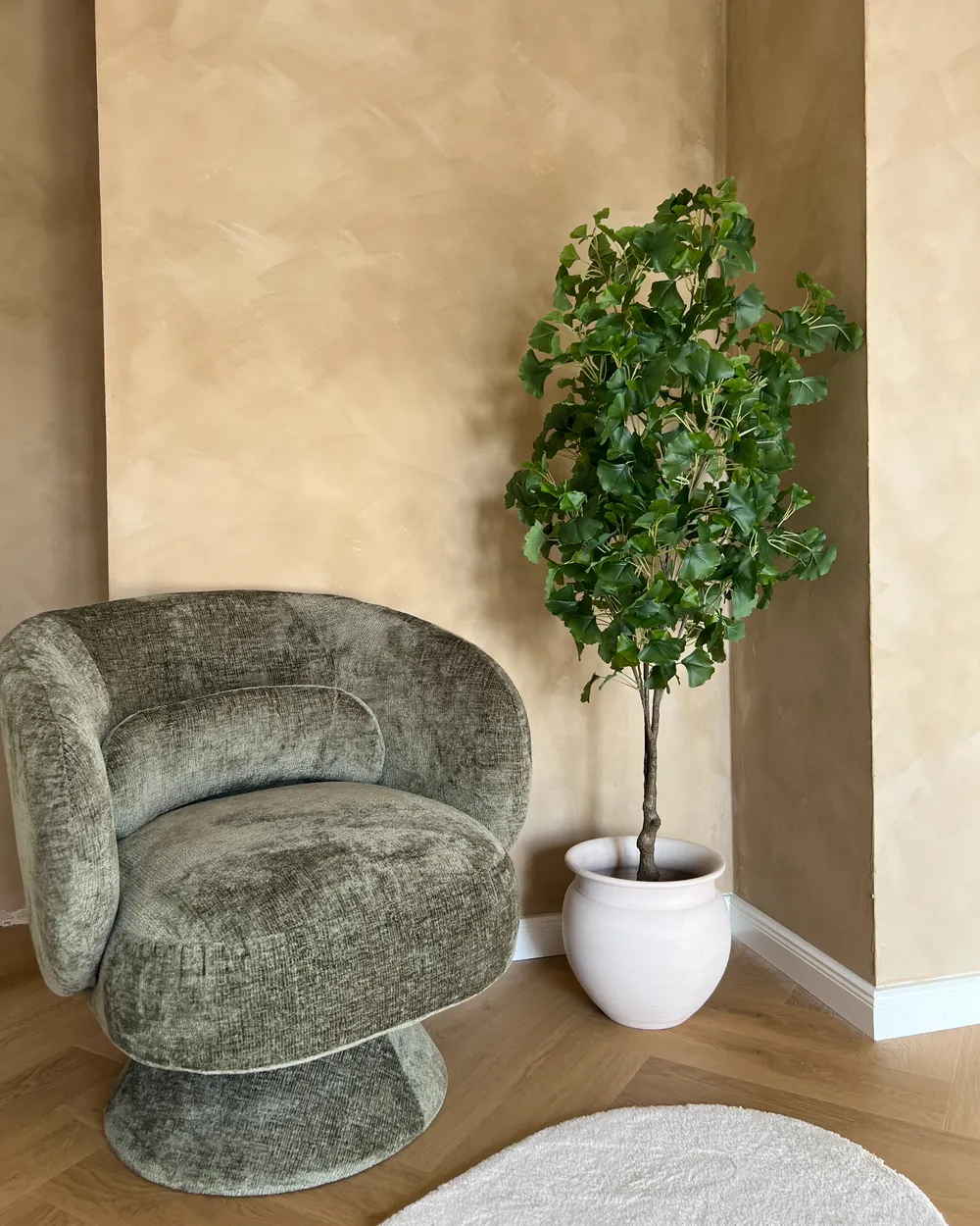Swivel Armchair LIEKSA Chenille Green_1046756