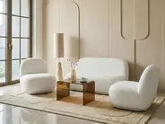 Living Room Set 4 Seater LOVBERG Fabric Off-White_1043216